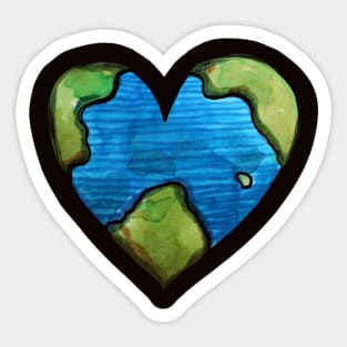 Watercolor Earth Love Heart Sticker